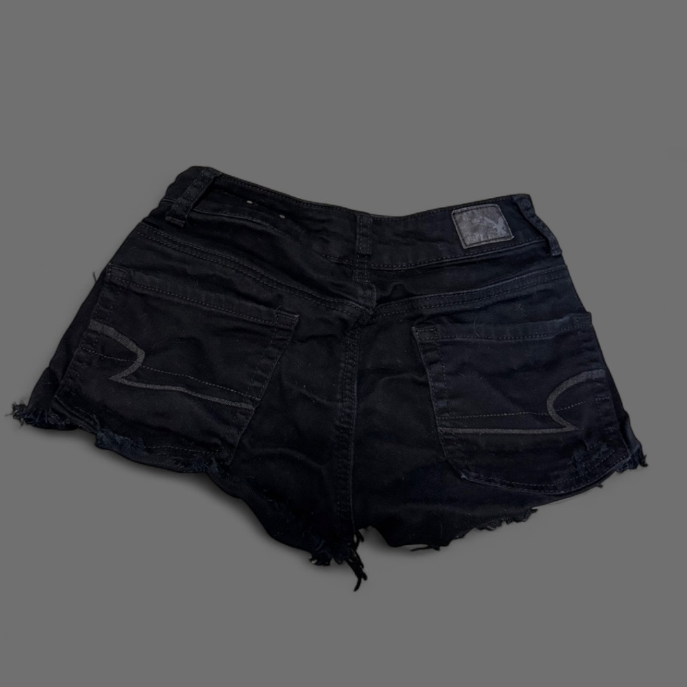 American Eagle Hi-Rise Festival Black Distressed Shorts - Picture 2 of 7